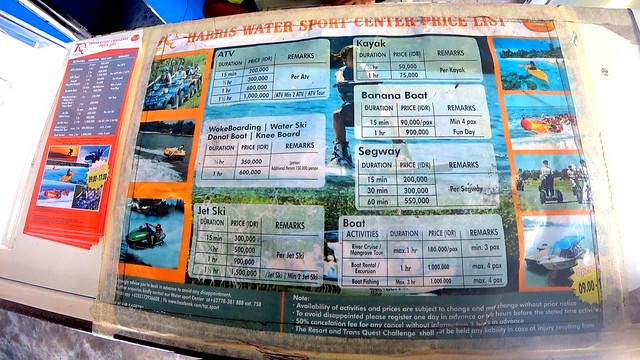 Harris Resort Waterfront Batam: Pricelist for Water Activities