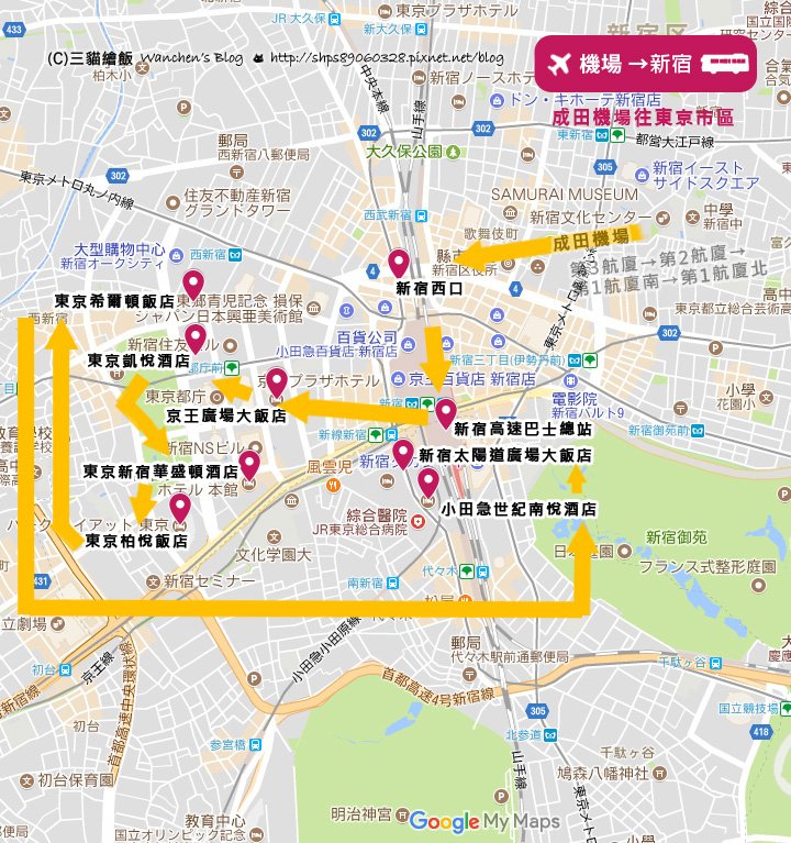 東京利木津巴士路線圖
