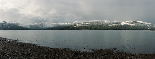 caples lake mountains forest sierra snow film 35mm horizon panorama