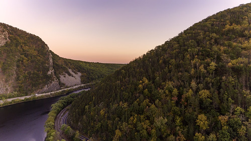 landscape delaware water gap aerial drone dji phantom 4 sunset sky mountains river sun new jersey pennsylvania