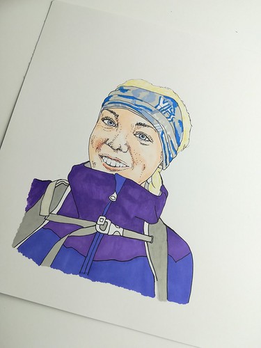 Portrait of Elise Downing, adventure runner. Artist Angela Hennessy