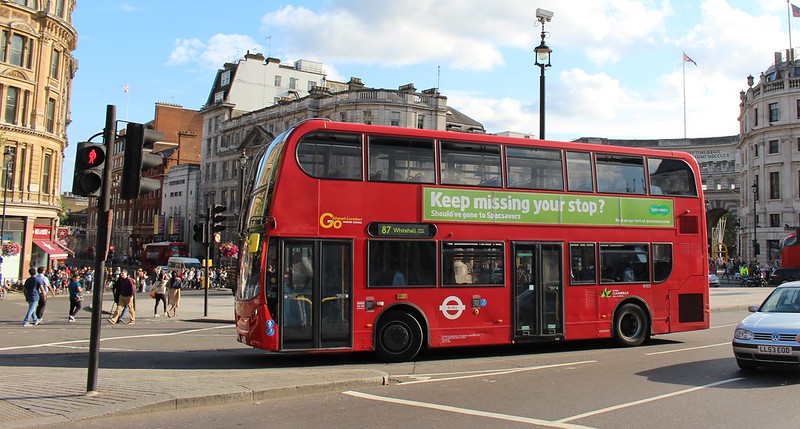 London bus near Trafalgar Square