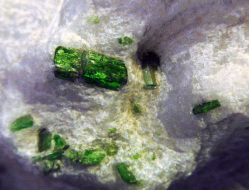 Emeralds in a rock in a shop near Halong Bay in Vietnam