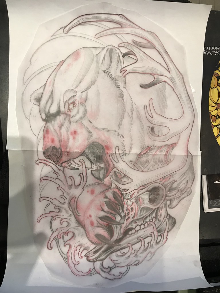 Polar bear tattoo drawing
