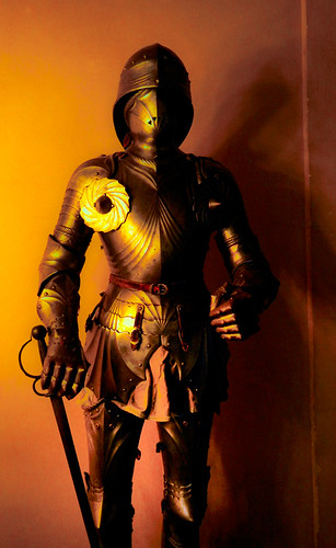 A knight in armour in a castle-museum in Segovia, Spain