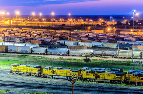 unionpacific northplattene railroad trains freightyard trainyard baileyyard landscape sunset