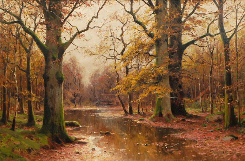 Autumnal Forest with Houses by Walter Moras (1856 - 1925)