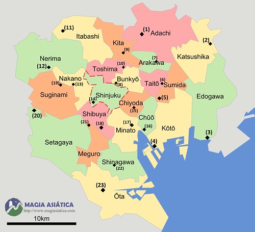 Mapa distritos de Tokio