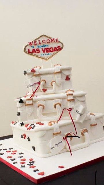 Vegas Themed Luggage Wedding Cake by Nicky Granada's Cakes