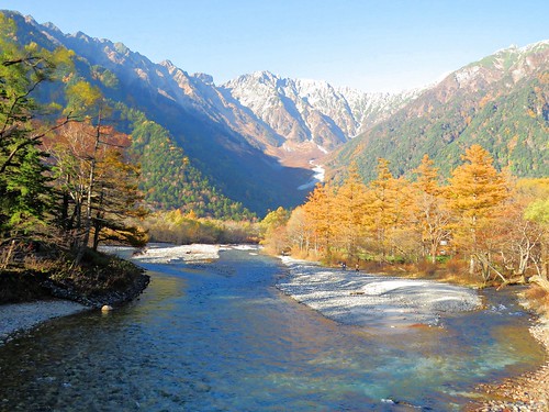 上高地 河童橋 nature landscape mountain river reference tree autumn fall japan