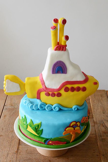 Beatles Themed Yellow Submarine Cake by Noras Cake Dreams