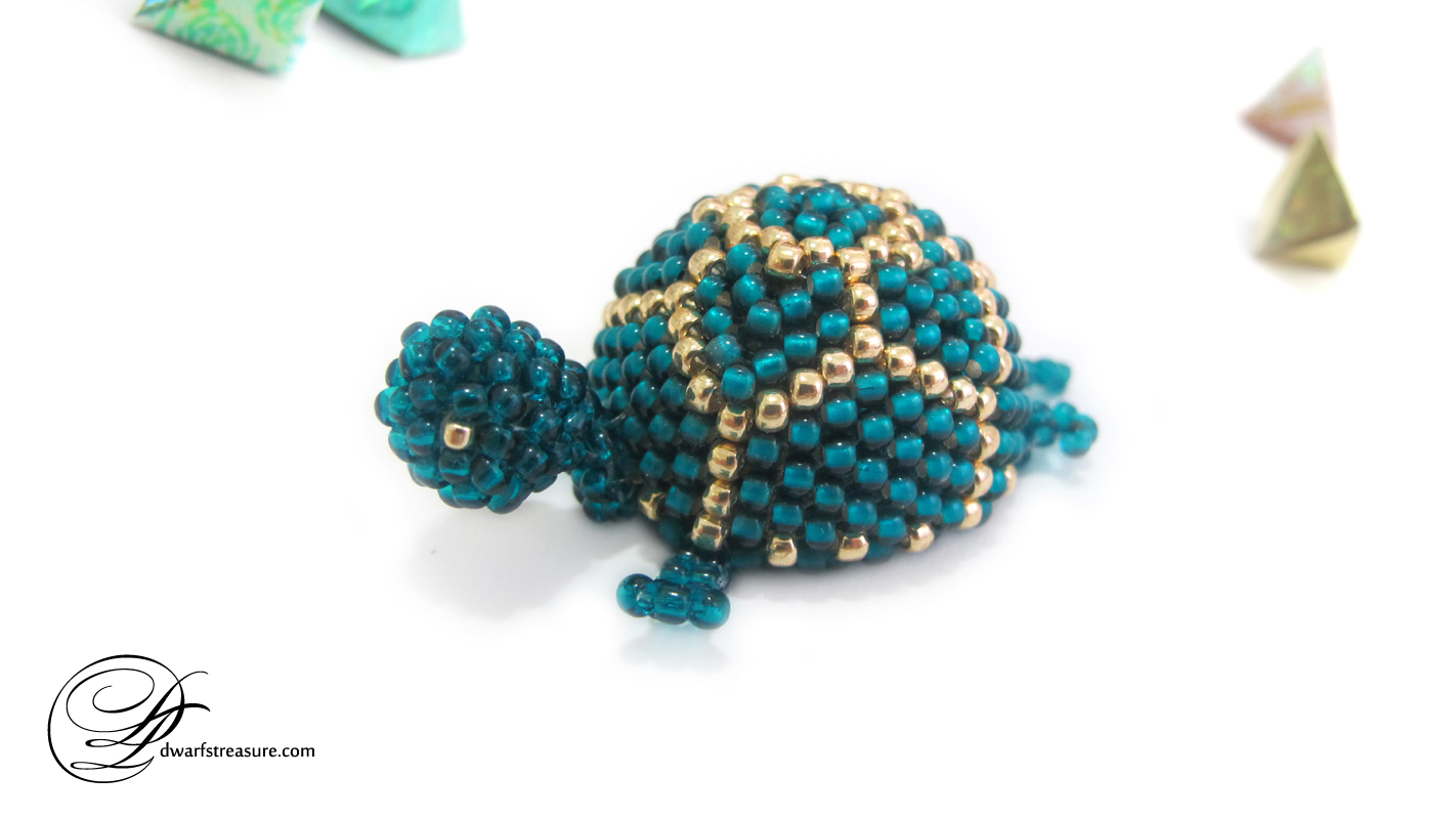 cute beaded blue turtle brooch