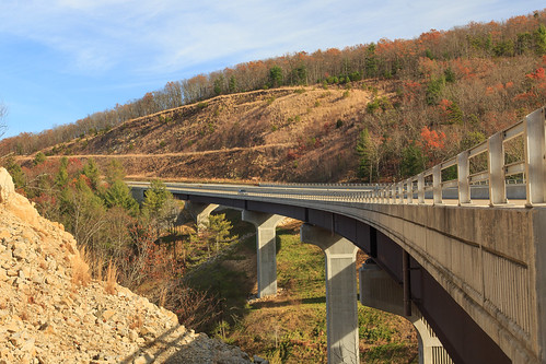wv afternoon autumn bridge country day daylight fall freeway highway infrastructure landscape rural sun sunny wideangle wardensville westvirginia unitedstates us route 48 corridorh