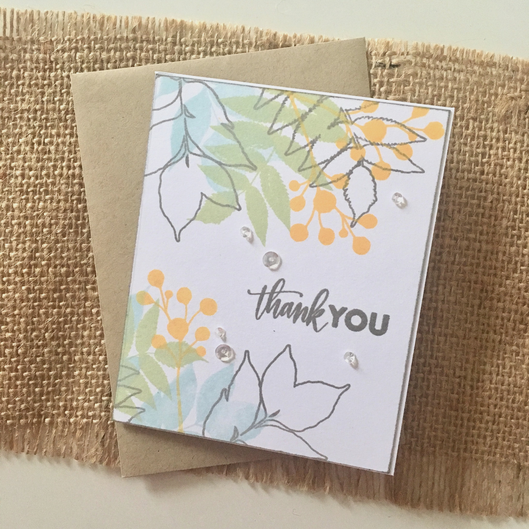 Wplus9 Autumn Leaves thank you card