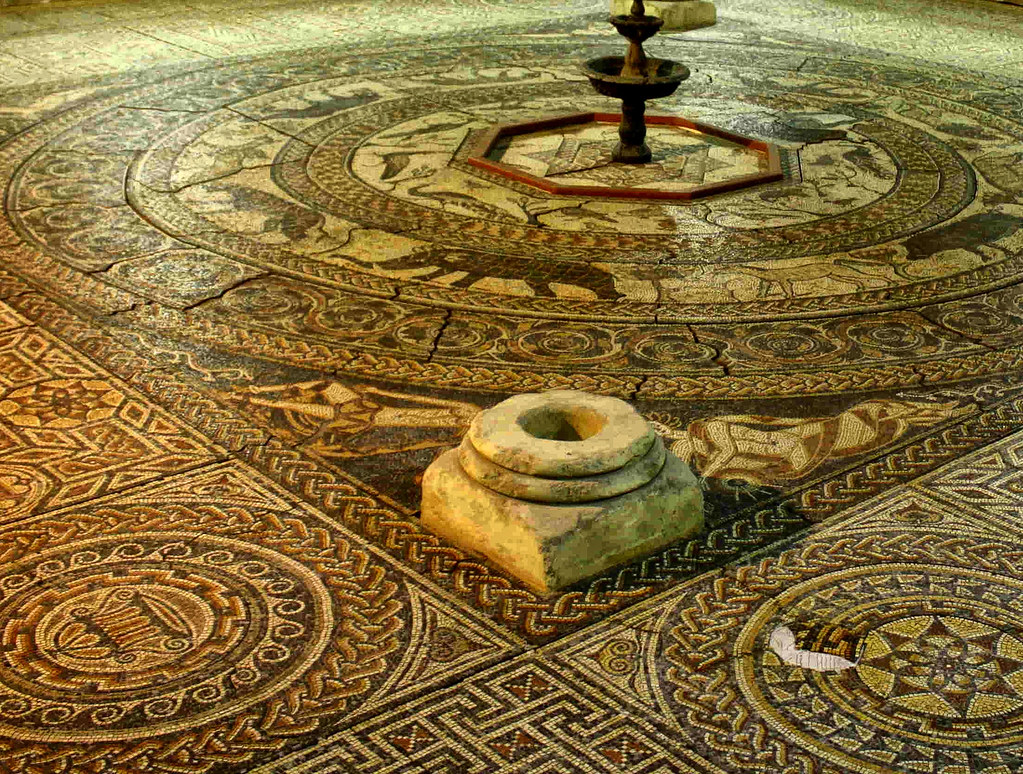 Orpheus Roman Pavement (replica) at Woodchester, Gloucestershire. Credit Pauline and John Grimshaw, flickr