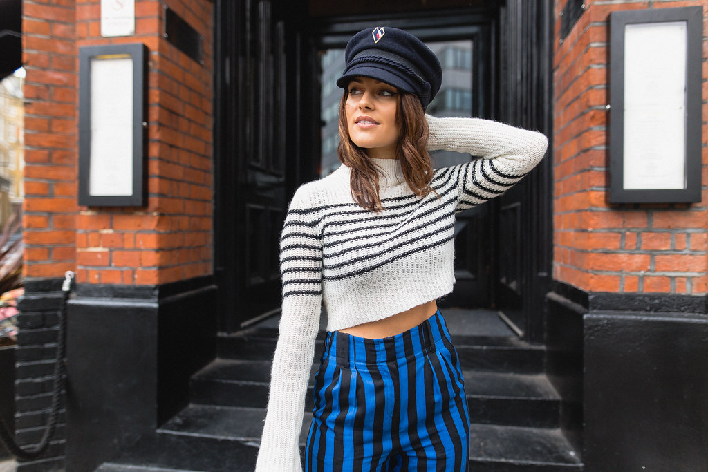 The Little Magpie Topshop Black and Blue Stripe Trousers