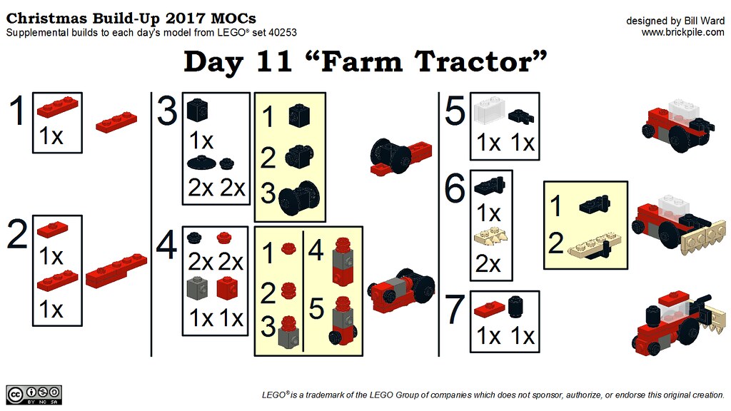 Christmas Build-Up 2017 Day 11 "Farm Tractor" MOC Instructions