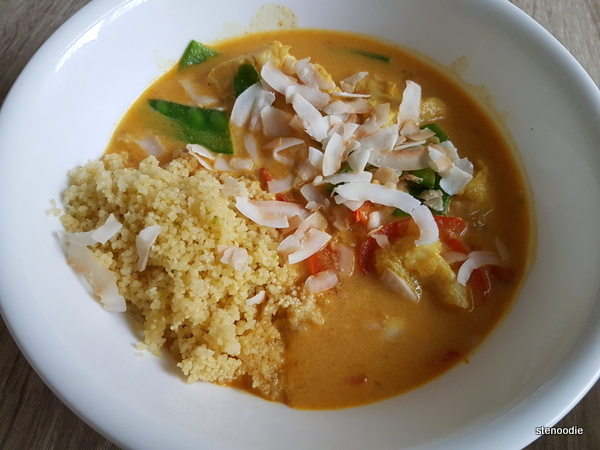  bowl of fish curry and couscous