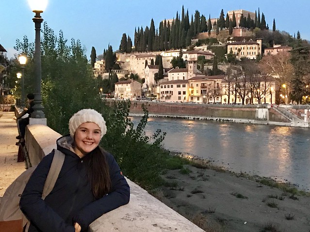 Tess on the banks of the Adige in Verona