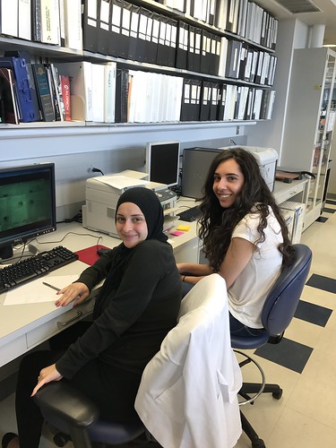 2 lab members sitting at computers