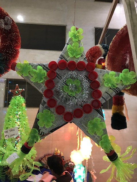 Star made of newspaper and plastic