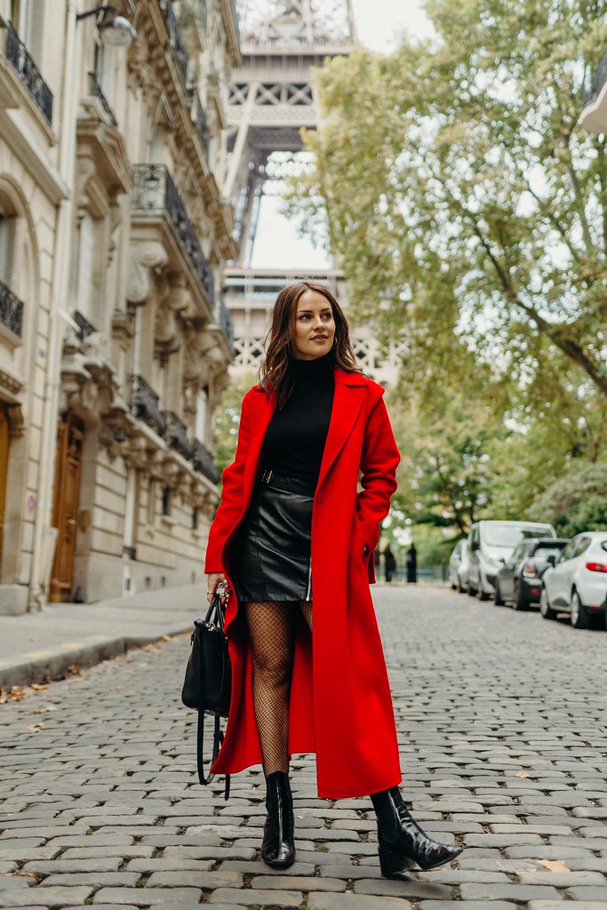 The Little Magpie Claudie Pierlot red coat Paris