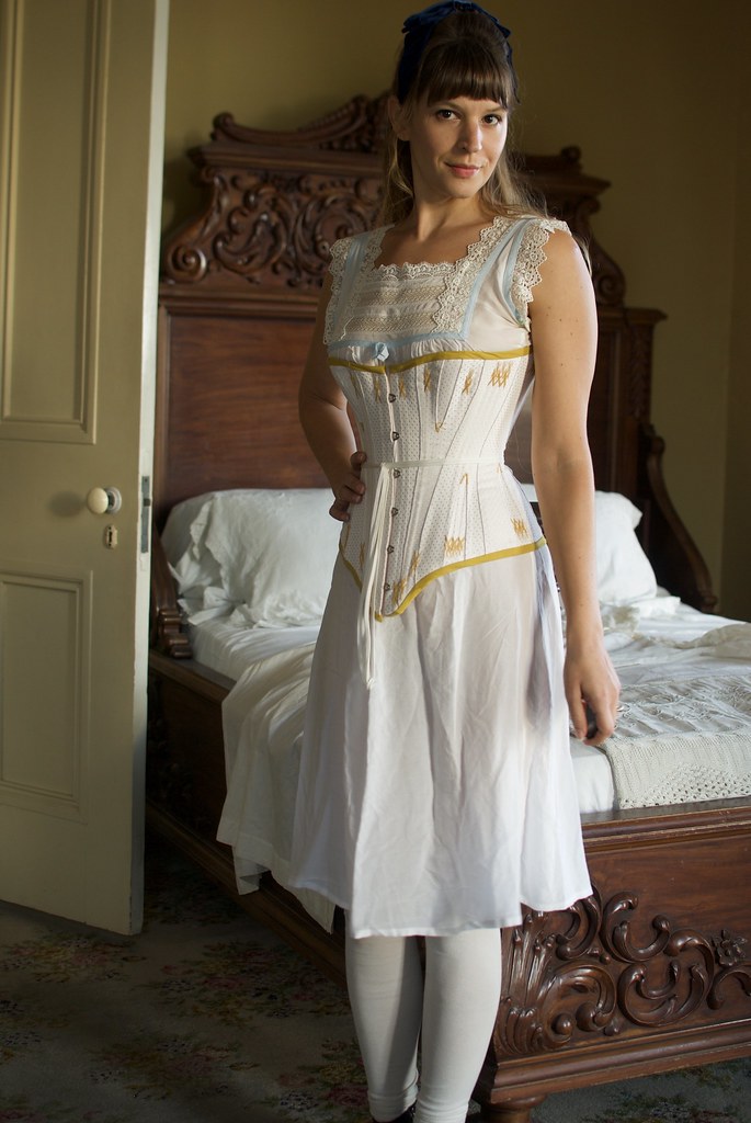 Periwinkle Silk Dupioni 1890's Walking Dress