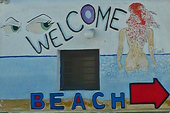 Mykonos - Paradise beach sign
