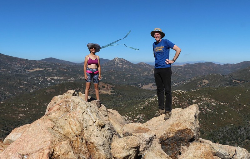 Vicki and I posing on the summit of Oakzanita Peak, elevation 5054 feet