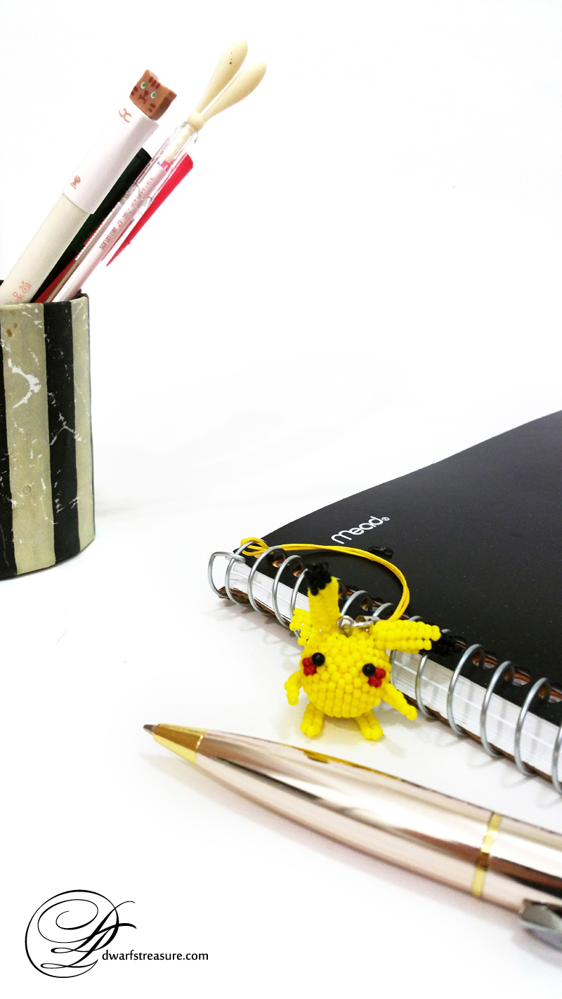Beautiful beaded yellow pokemon charm for decoration bag, handbag, purse or phone