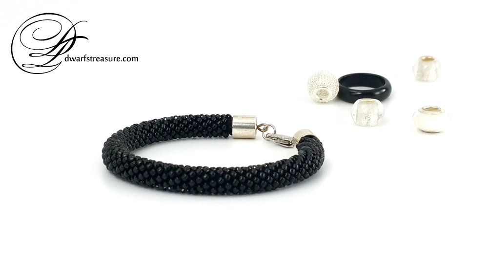 Amazing black beaded crochet bracelet