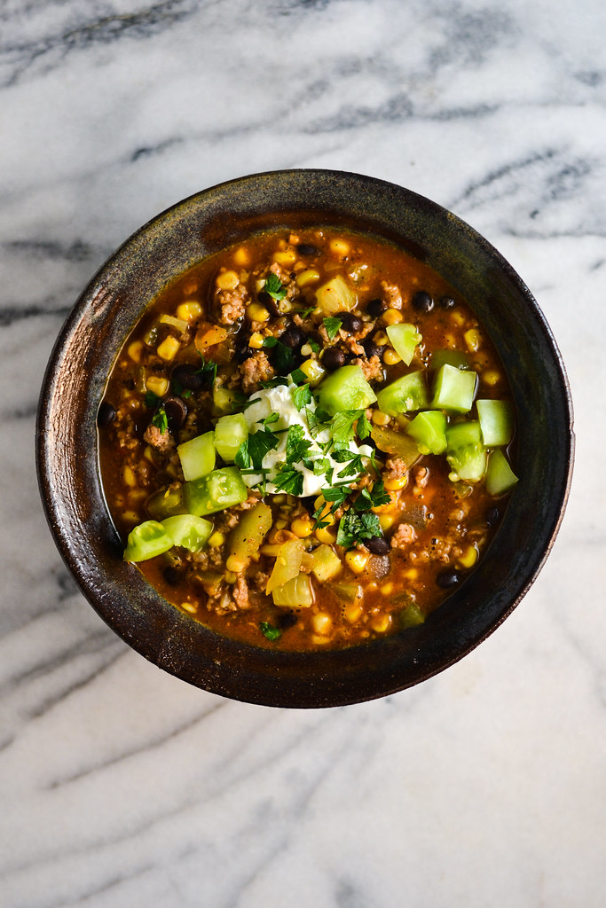 Green Tomato, Black Bean, and Corn Chili | Things I Made Today