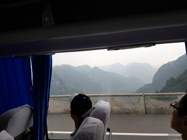 seeing mountains on the bus