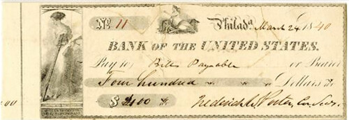 Lot 445 Bank of the US check