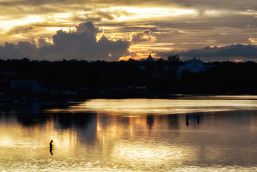 sky sea sunset beach golden silhouette shore fishing human fisherman bohol dauis