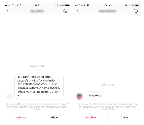 direct message examples with inappropriate content