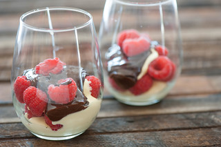 Raspberries & Cream with Quick Chocolate Sauce-2
