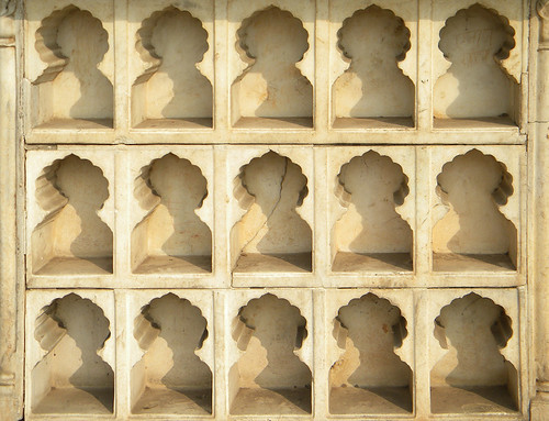 Arched cubbyholes at the Red Fort in Delhi, India
