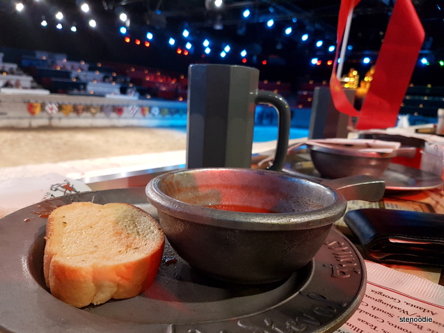 Tomato bisque soup with garlic bread