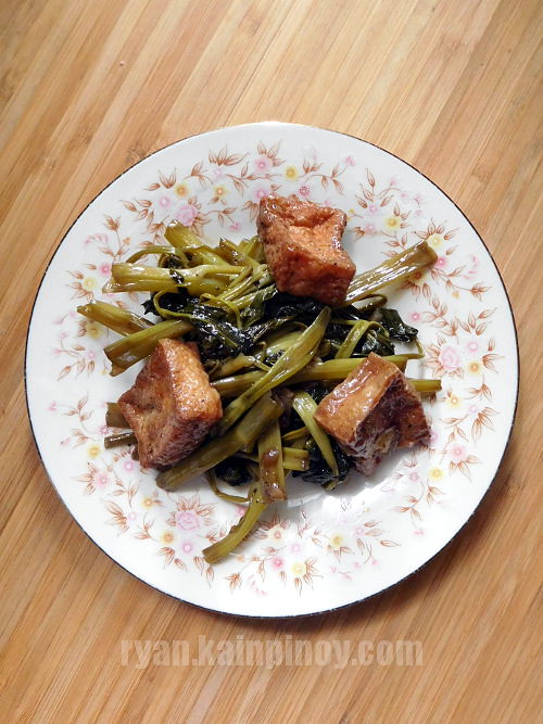 Tofu and Kangkong with Oyster Sauce Stir Fry - being.ryan