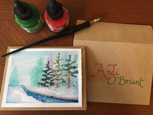 Watercolor Christmas cards step by step