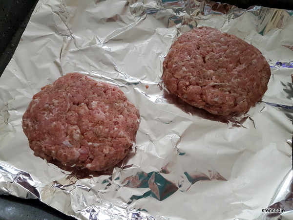  pork patties ready for the oven