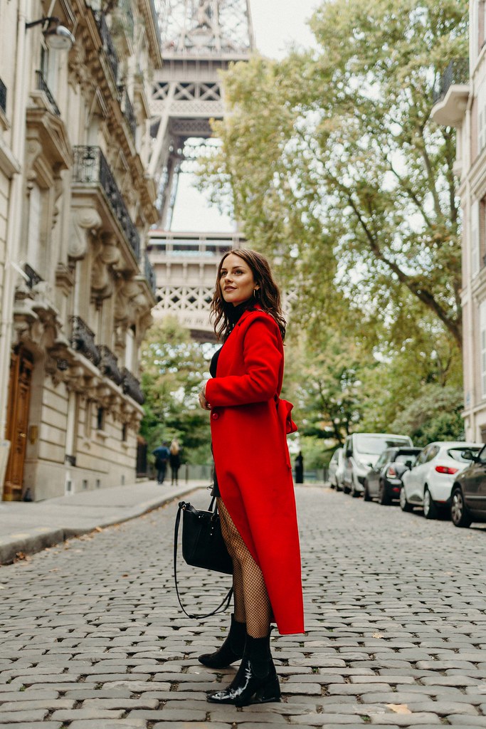 The Little Magpie Claudie Pierlot red coat Paris