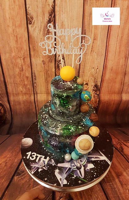Galaxy Themed Cake by Uzma's Creative Cakes