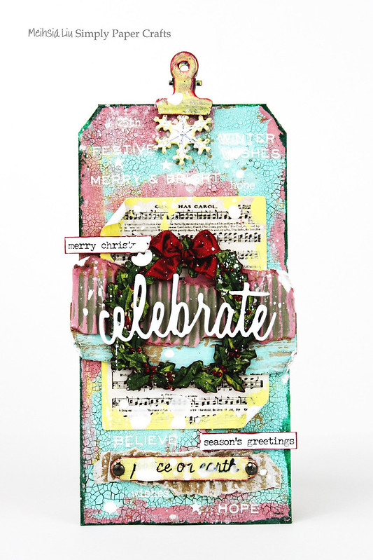 Meihsia Liu Simply Paper Crafts Mixed Media Tag Christmas Torn Paper Simon Says Stamp Tim Holtz 1