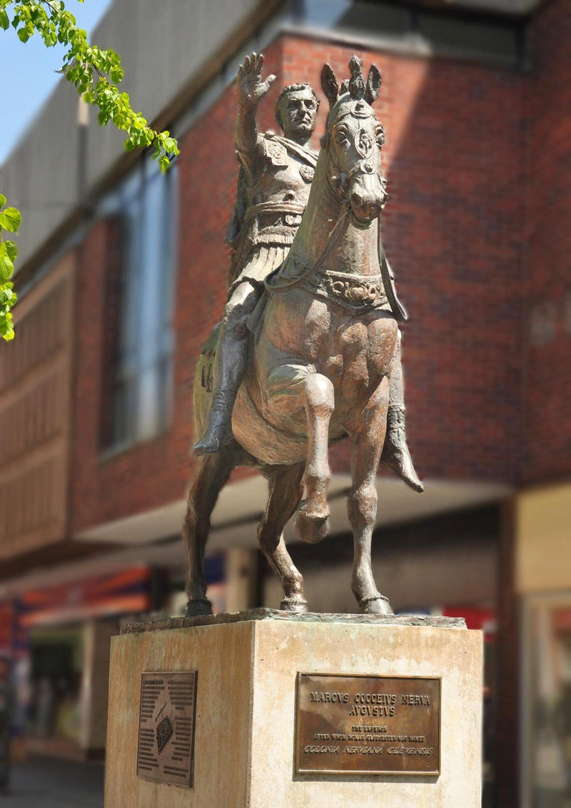 Statue of Nerva in Gloucester city center. Credit Nilfanion
