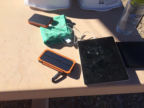 Gila Box Riverview Campground solar charging iPad