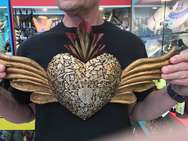 Milagros in heart at Diane Pearls' art store
