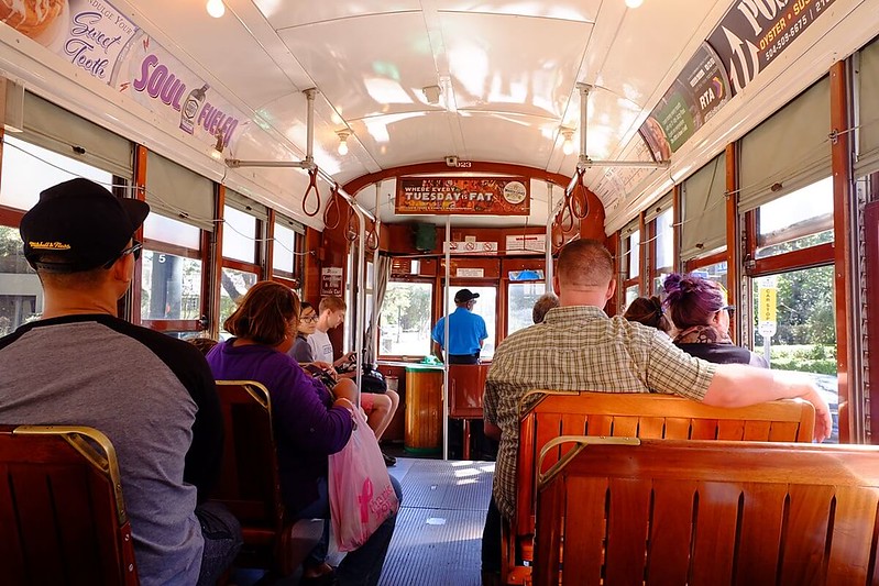 inside the St Charles streetcar