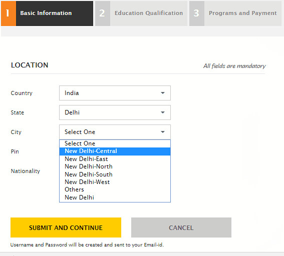 Manipal University application form